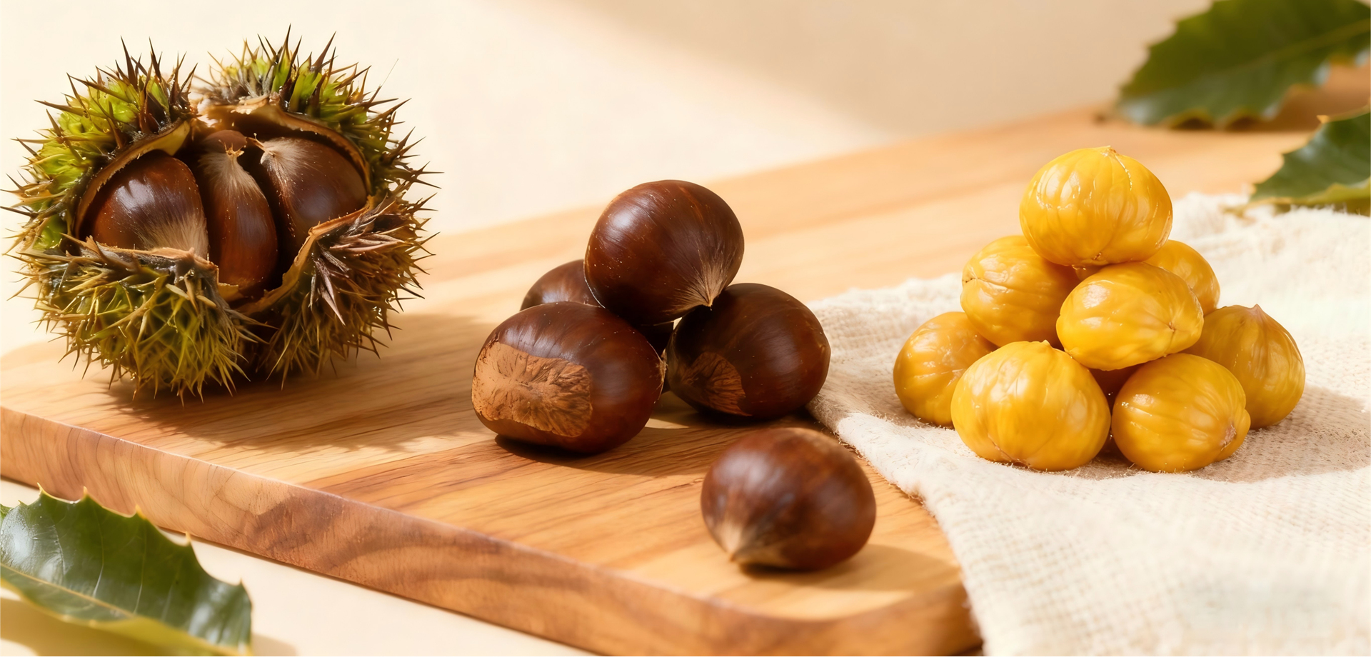 Selected in-shell Chinese chestnuts, raw material for export and food processing